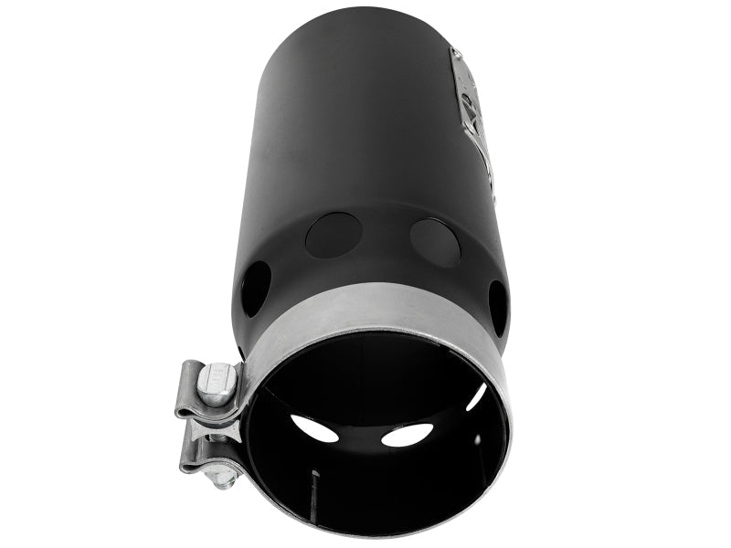 aFe SATURN 4S 4in SS Intercooled Exhaust Tip - Black 4in In x 5in Out x 12in L Bolt - On - Tips - aFe