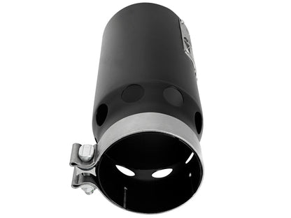 aFe SATURN 4S 4in SS Intercooled Exhaust Tip - Black 4in In x 5in Out x 12in L Bolt - On - Tips - aFe