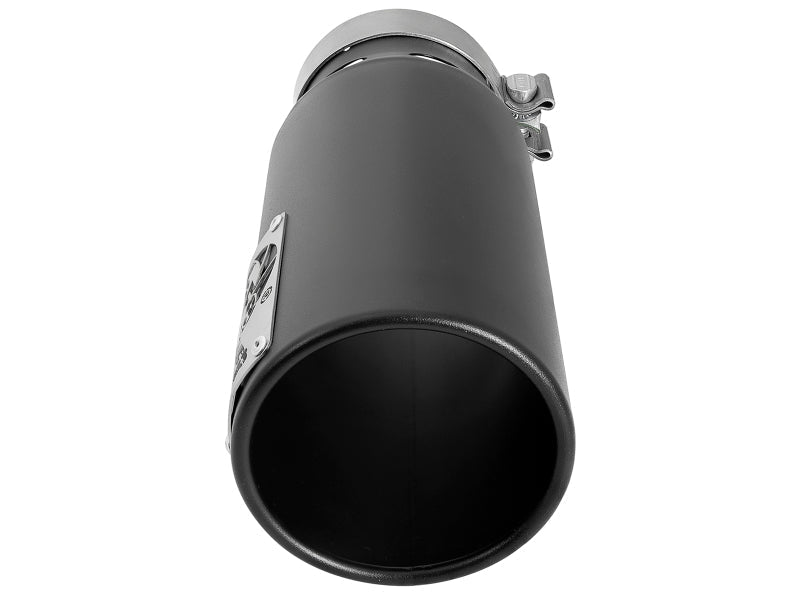 aFe SATURN 4S 4in SS Intercooled Exhaust Tip - Black 4in In x 5in Out x 12in L Bolt - On - Tips - aFe