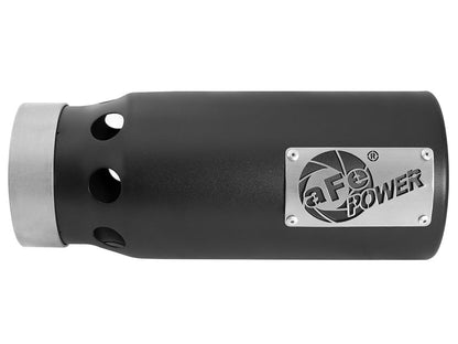 aFe SATURN 4S 4in SS Intercooled Exhaust Tip - Black 4in In x 5in Out x 12in L Bolt - On - Tips - aFe