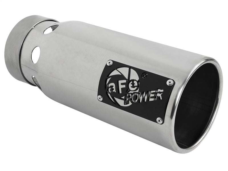 aFe SATURN 4S 4in SS Intercooled Exhaust Tip - Polished 4in In x 5in Out x 12in L Bolt - On - Tips - aFe