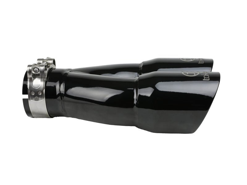 aFe Takeda 2.5in 304 Stainless Steel Clamp - on Exhaust Tip 2.5in Inlet 3in Dual Outlet - Black - Tips - aFe