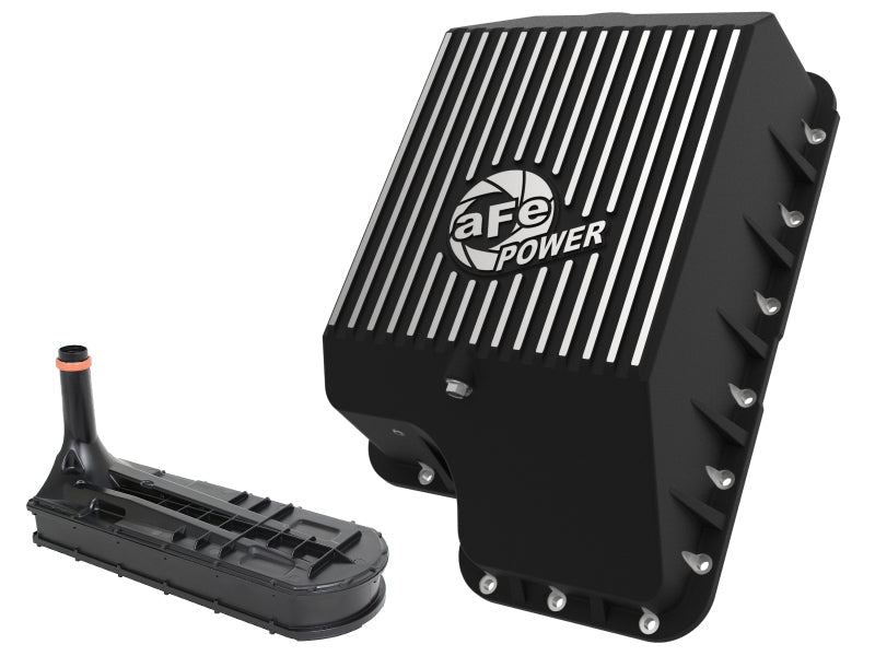 aFe Transmission Pan (Black); Ford Diesel Trucks 03 - 10 V8 - 6.0/6.4L (td) - Diff Covers - aFe