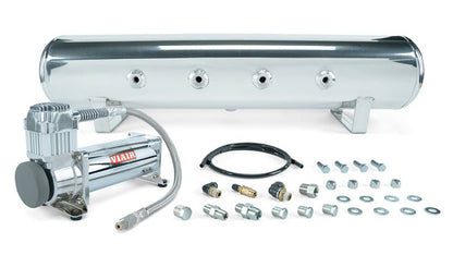 Air Lift 4 Gal. 7-Port Tank w/ Viair 444c Chrome Compressor (Incl. Fittings & Mounting Hardware)-Air Compressors-Air Lift