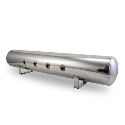 Air Lift 5 Gal Alum Air Tank - (4) 3/8in Face Ports & 1/4in Drain Port - 36in L X 6in D - Polished-Air Tanks-Air Lift