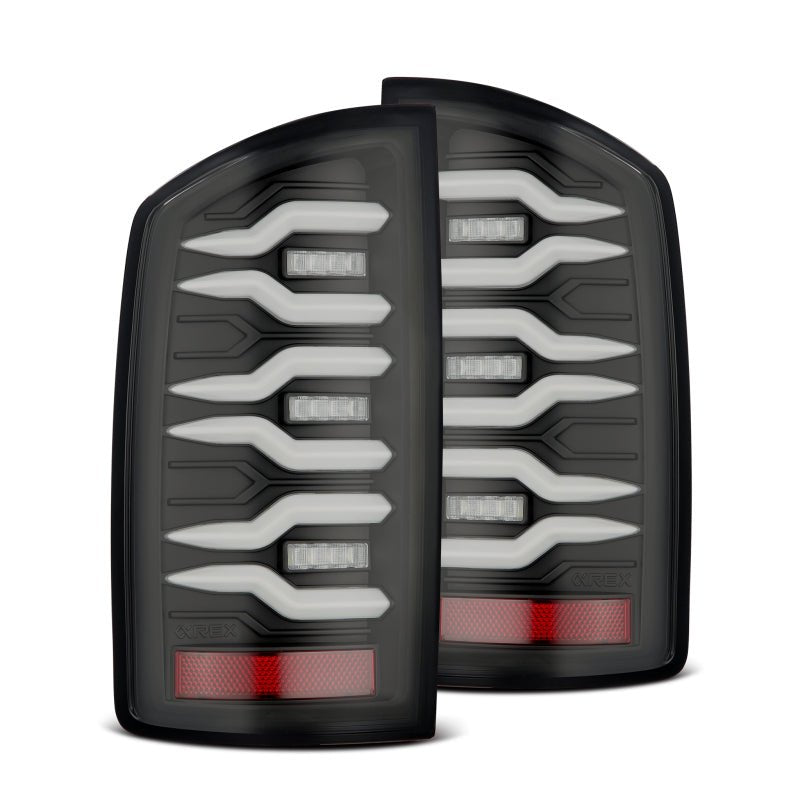 AlphaRex 07-08 Dodge Ram 1500/07-09 Dodge Ram 2500+3500 Luxx-Series LED Tail Lights (Pair) Black-Headlights-AlphaRex