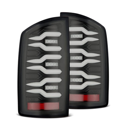 AlphaRex 07-08 Dodge Ram 1500/07-09 Dodge Ram 2500+3500 Luxx-Series LED Tail Lights (Pair) Black-Headlights-AlphaRex