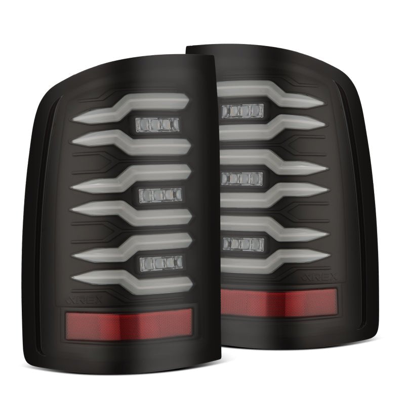AlphaRex 07-13 GMC Sierra 1500/07-14 2500/3500HD (No Classic/Dually) Luxx-Series LED Tail Lights Blk-Headlights-AlphaRex