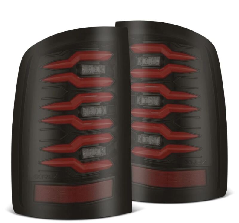 AlphaRex 07-13 GMC Sierra 1500/07-14 2500/3500HD (No Clsc/Dually) Luxx-Series LED Tail Lghts Blk Red-Headlights-AlphaRex
