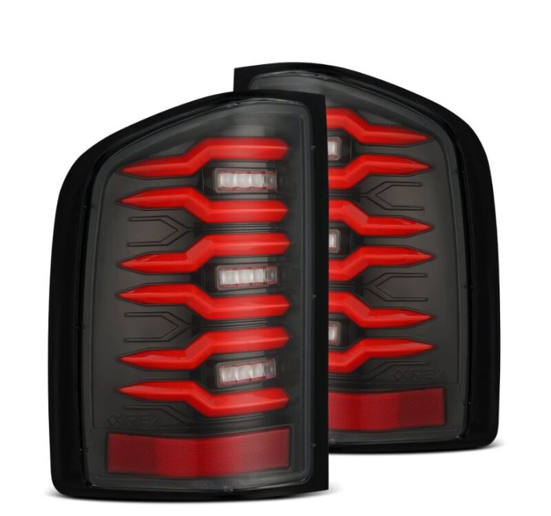 AlphaRex 07-14 Chevrolet Silverado 1500/2500HD/3500HD Luxx-Series LED Tail Lights Black/Red-Headlights-AlphaRex