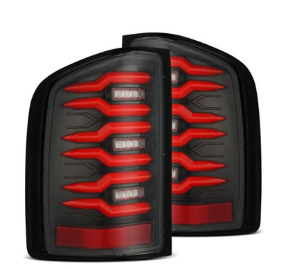 AlphaRex 07-14 Chevrolet Silverado 1500/2500HD/3500HD Luxx-Series LED Tail Lights Black/Red-Headlights-AlphaRex