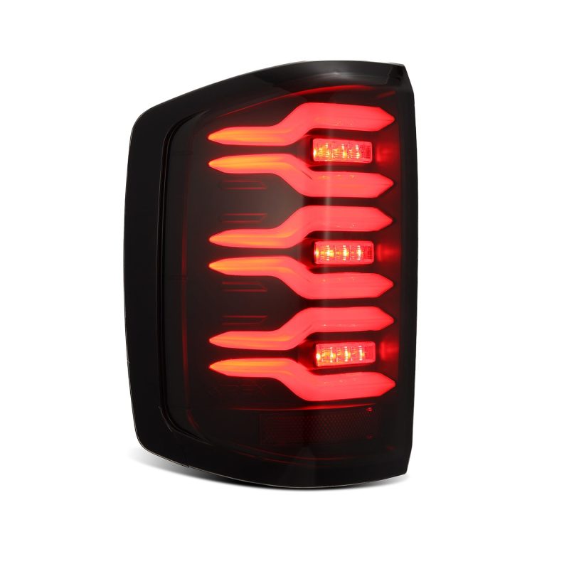 AlphaRex 14-18 Chevrolet Silverado Luxx-Series LED Tail Lights Black w/Activ Light/Seq Signal-Tail Lights-AlphaRex