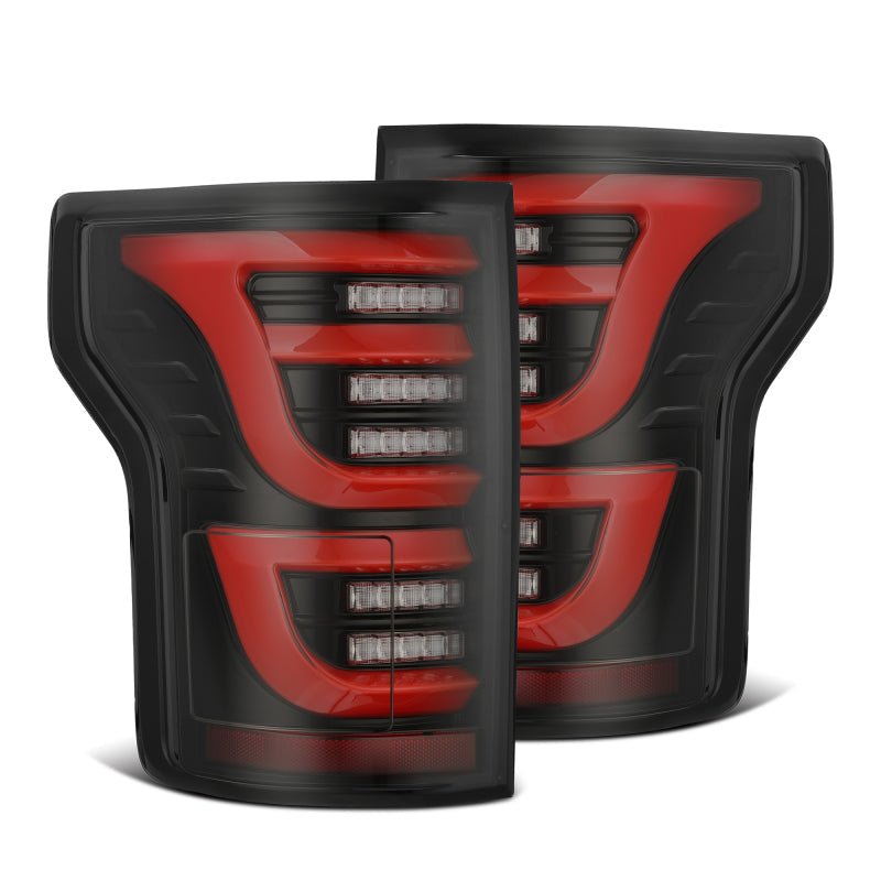 AlphaRex 15-20 Ford F-150 Luxx LED Tail Lights (Pair) Black/Red (Not For Blind Spot Sensor Models)-Headlights-AlphaRex