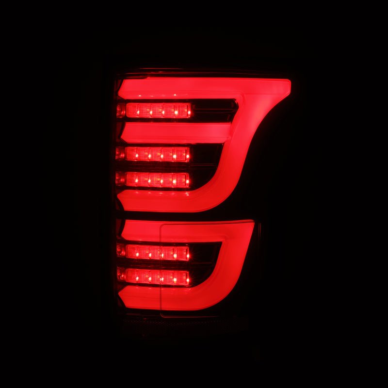 AlphaRex 15-20 Ford F-150 Luxx LED Tail Lights (Pair) Black/Red (Not For Blind Spot Sensor Models)-Headlights-AlphaRex