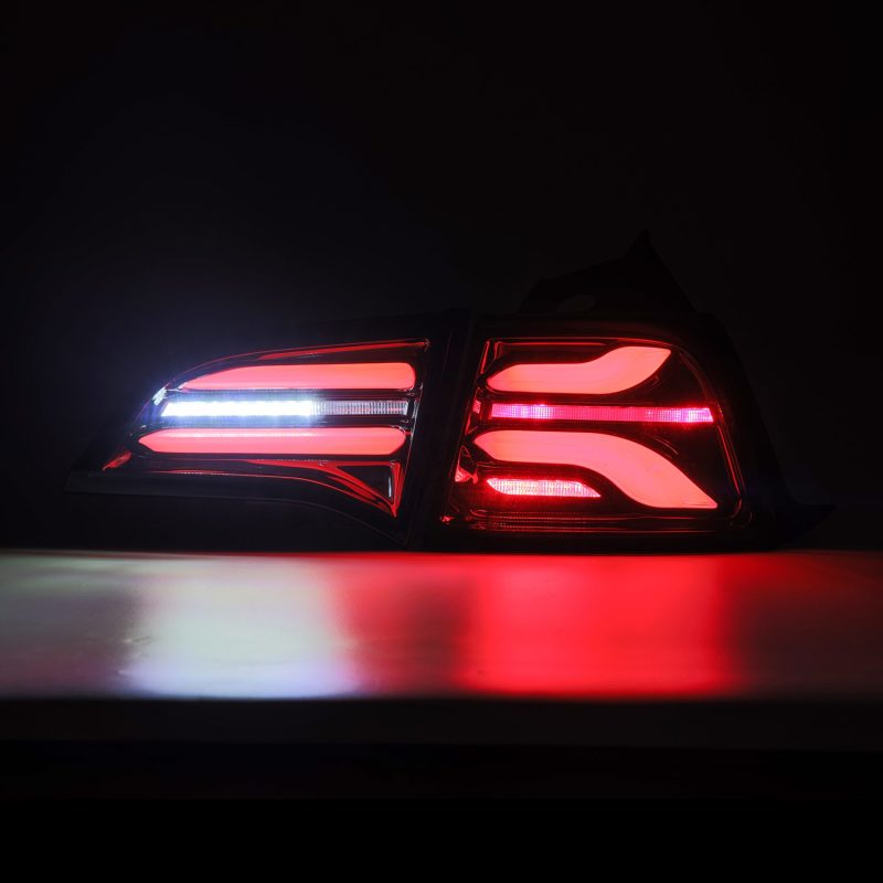 AlphaRex 17-22 Tesla Model 3 PRO-Series LED Tail Lights Jet Black w/Seq Sig-Tail Lights-AlphaRex