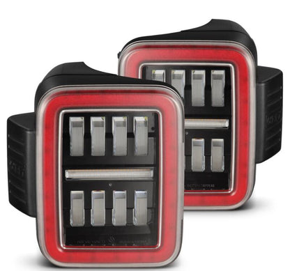 AlphaRex 19-24 Jeep Gladiator JT Nova-Series Prismatic LED Tail Lights - Black-Red-Headlights-AlphaRex