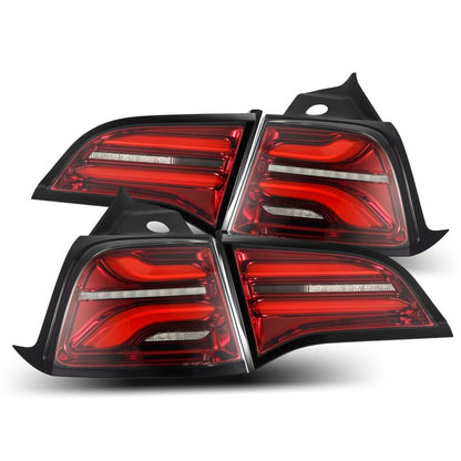 AlphaRex 20-22 Tesla Model Y PRO-Series LED Tail Lights Red Smoke w/Seq Sig-Tail Lights-AlphaRex
