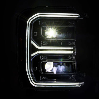 AlphaRex 23-26 Ford F-250 SD LUXX LED Proj Headlights Alpha Blk w/Activ Light/Seq Signal/Switchback-Headlights-AlphaRex