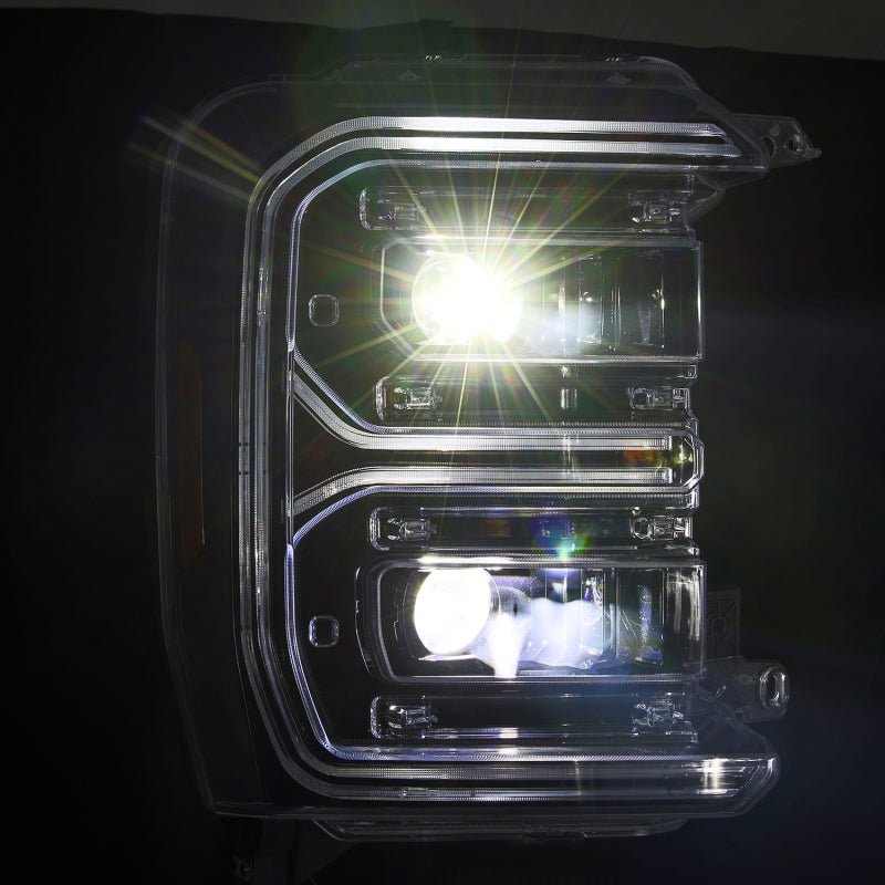 AlphaRex 23-26 Ford F-250 SD LUXX LED Proj Headlights Alpha Blk w/Activ Light/Seq Signal/Switchback-Headlights-AlphaRex