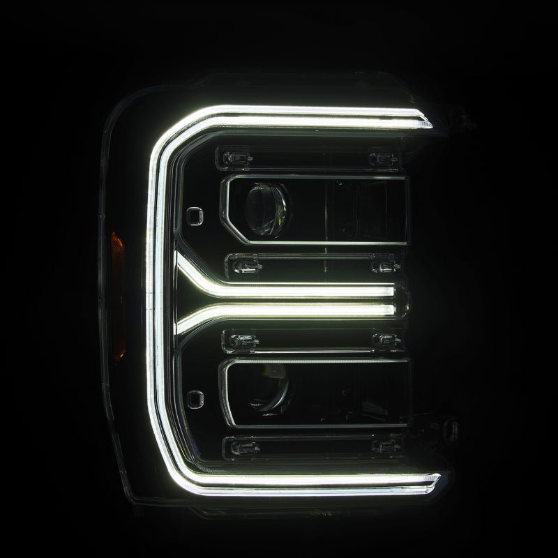 AlphaRex 23-26 Ford F-250 SD LUXX LED Proj Headlights Alpha Blk w/Activ Light/Seq Signal/Switchback-Headlights-AlphaRex