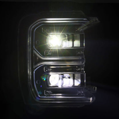 AlphaRex 23-26 Ford F-250 SD LUXX LED Proj Headlights Blk w/Activ Light/Seq Signal/Switchback-Headlights-AlphaRex