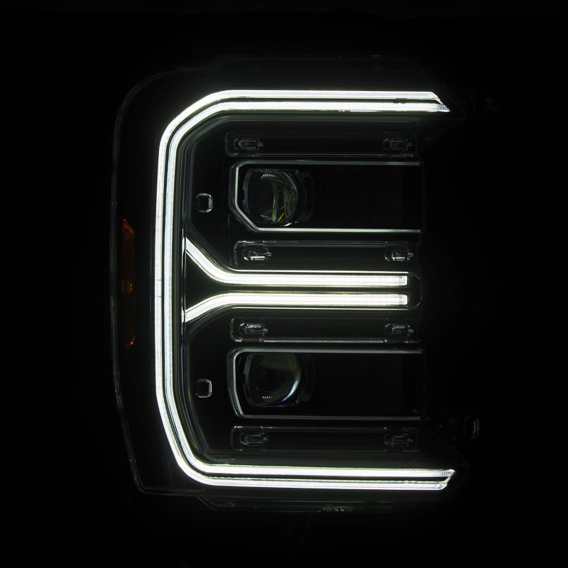 AlphaRex 23-26 Ford F-250 SD LUXX LED Proj Headlights Blk w/Activ Light/Seq Signal/Switchback-Headlights-AlphaRex