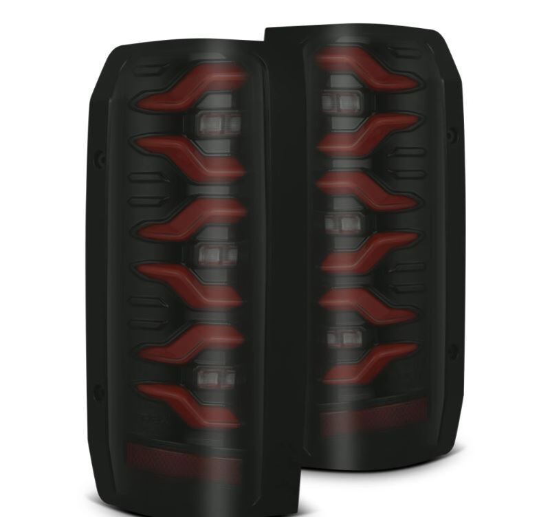 AlphaRex 87-96 Ford Bronco/F-150 Luxx-Series LED Tail Lights - Black Red-Headlights-AlphaRex
