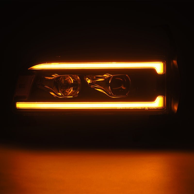 AlphaRex 94-01 RAM 1500 LUXX LED Proj Headlights Blk w/Activ Light/Seq Signal/SB DRL-Headlights-AlphaRex