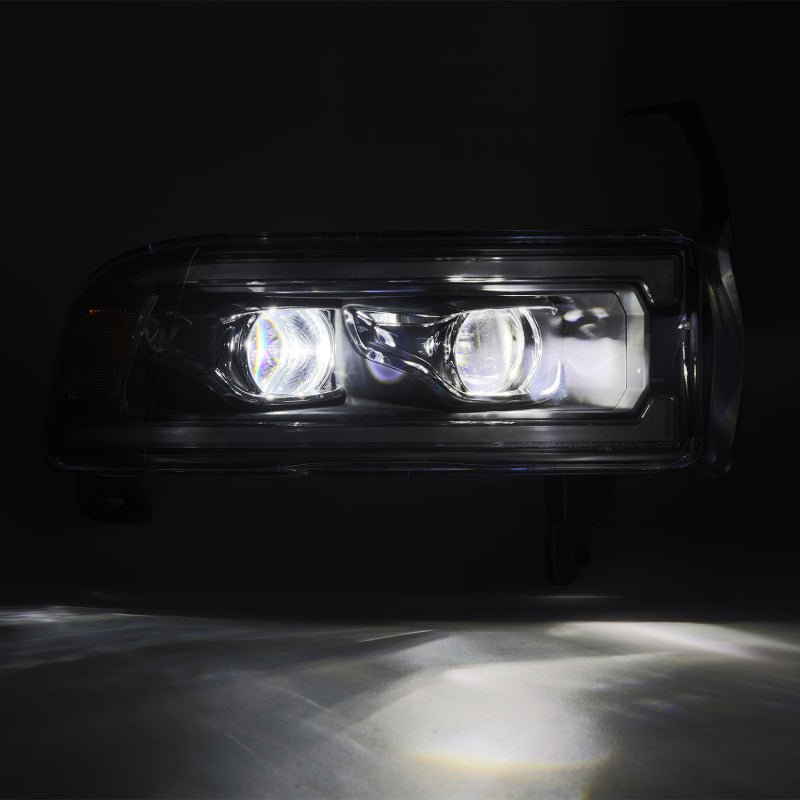 AlphaRex 94-01 RAM 1500 LUXX LED Proj Headlights Blk w/Activ Light/Seq Signal/SB DRL-Headlights-AlphaRex