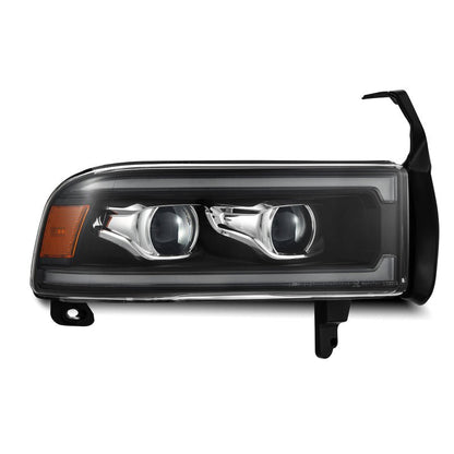 AlphaRex 94-01 RAM 1500 LUXX LED Proj Headlights Blk w/Activ Light/Seq Signal/SB DRL-Headlights-AlphaRex