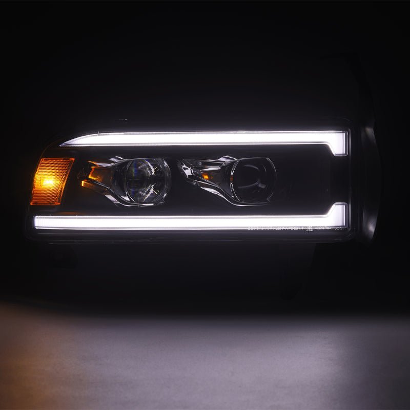 AlphaRex 94-01 RAM 1500 LUXX LED Proj Headlights Blk w/Activ Light/Seq Signal/SB DRL-Headlights-AlphaRex
