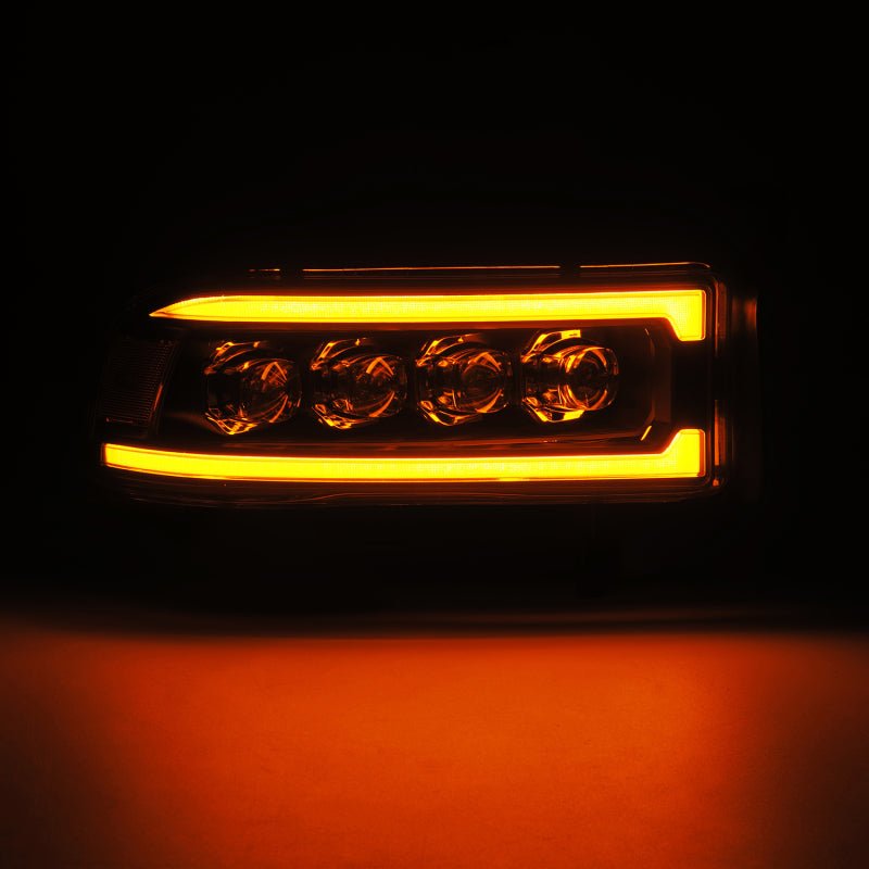 AlphaRex 94-01 RAM 1500 NOVA LED Proj Headlights Blk w/Activ Light/Seq Signal/SB DRL-Headlights-AlphaRex