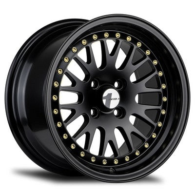 AVID.1 AV-12 Matte Black W/ Gold 15x8 +25 4x100mm 73.1mm