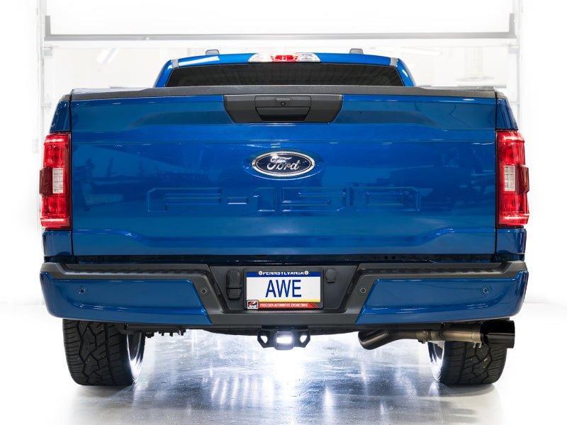 AWE 21 - 25 Ford F150 (14th Gen Reg Cab) Cat - Back Exhaust - 4.5in Dual Side Exit Diamond Black Tips Catback