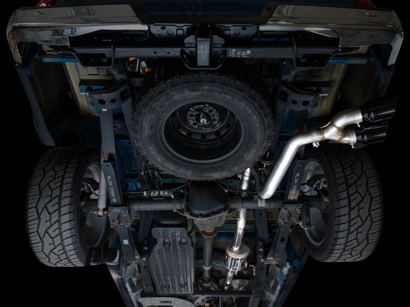 AWE 21 - 25 Ford F150 (14th Gen Reg Cab) Cat - Back Exhaust - 4.5in Dual Side Exit Diamond Black Tips Catback