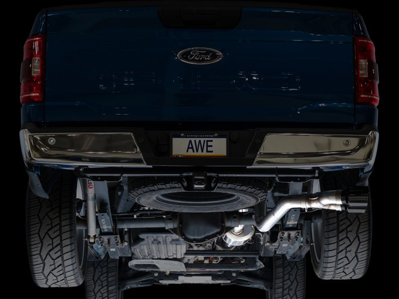 AWE 21 - 25 Ford F150 (14th Gen Reg Cab) Cat - Back Exhaust - 4.5in Dual Side Exit Diamond Black Tips Catback