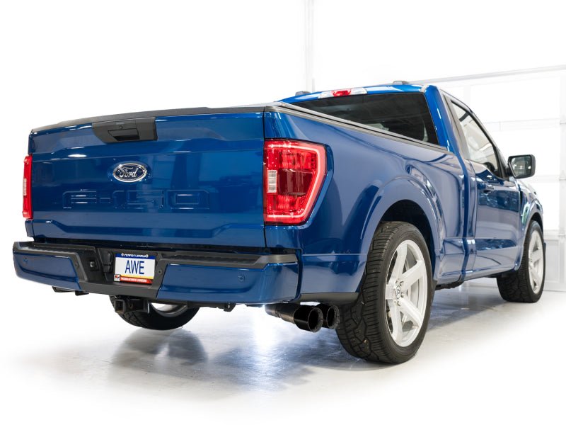 AWE 21 - 25 Ford F150 (14th Gen Reg Cab) Cat - Back Exhaust - 4.5in Dual Side Exit Diamond Black Tips Catback