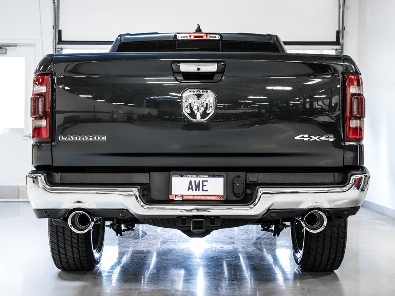 AWE Tuning 19 - 21 RAM 1500 5.7L (w/Cutouts) 0FG Dual Rear Exit Cat - Back Exhaust - Chrome Silver Tips Catback
