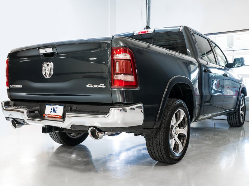 AWE Tuning 19 - 21 RAM 1500 5.7L (w/Cutouts) 0FG Dual Rear Exit Cat - Back Exhaust - Chrome Silver Tips Catback