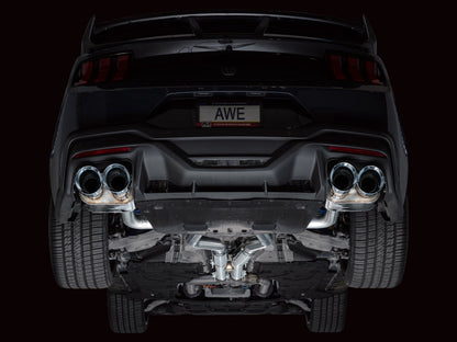 AWE 2024 Ford Mustang Dark Horse S650 RWD SwitchPath Cat-Back Exhaust w/ Quad Chrome Silver Tips