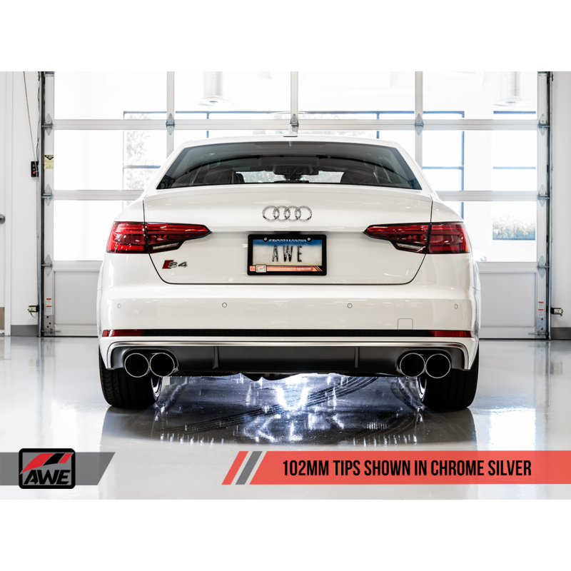 AWE Tuning Audi B9 S4 SwitchPath Exhaust - Non-Resonated (Silver 102mm Tips)