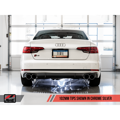 AWE Tuning Audi B9 S4 Touring Edition Exhaust - Non-Resonated (Silver 102mm Tips)