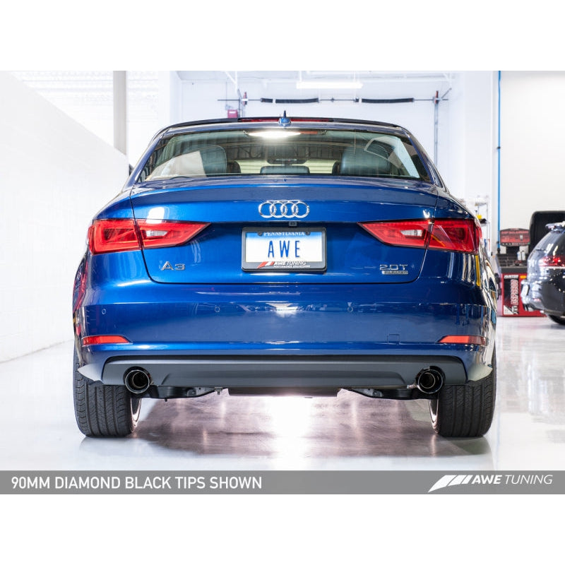 AWE Tuning Audi 8V A3 Touring Edition Exhaust - Dual Outlet Diamond Black 90 mm Tips