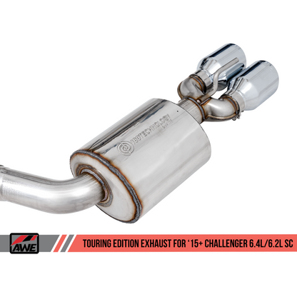 AWE Tuning 2015+ Dodge Challenger 6.4L/6.2L Non-Resonated Touring Edition Exhaust - Quad Silver Tips