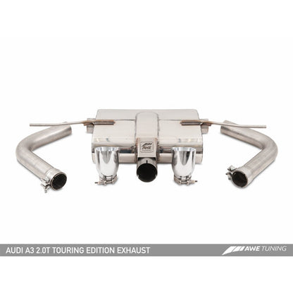 AWE Tuning Audi 8V A3 Touring Edition Exhaust - Dual Outlet Chrome Silver 90 mm Tips