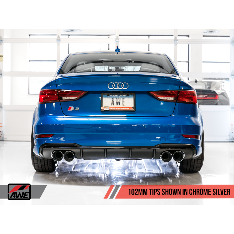 AWE Tuning Audi 8V S3 SwitchPath Exhaust w/Chrome Silver Tips 102mm