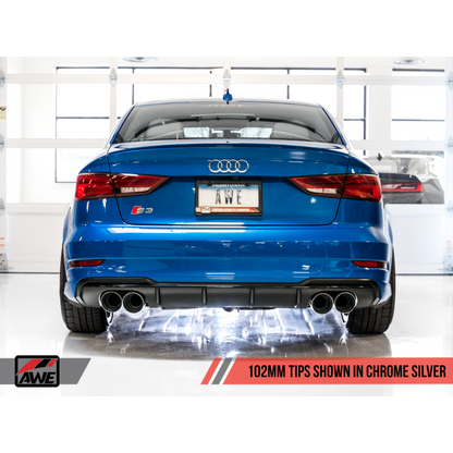 AWE Tuning Audi 8V S3 SwitchPath Exhaust w/Chrome Silver Tips 102mm