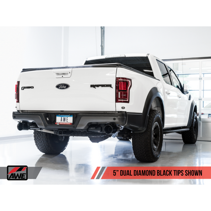 AWE Tuning 2017+ Ford Raptor 0 FG Performance Exhaust System - w/ Diamond Black Tips