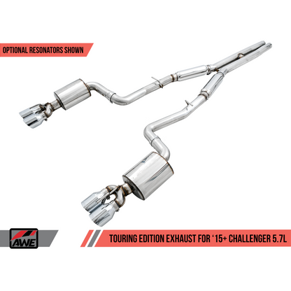 AWE Tuning 2017+ Challenger 5.7L Touring Edition Exhaust - Non-Resonated - Chrome Silver Quad Tips