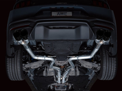 AWE 2024 Ford Mustang GT Fastback S650 RWD Track Edition Cat-Back Exhaust w/ Quad Diamond Black Tips